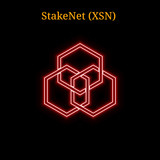 Red neon StakeNet (XSN) cryptocurrency symbol