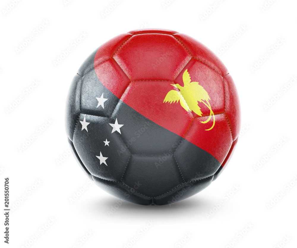Fototapeta premium High qualitiy soccer ball with the flag of Papua New Guinea rendering.(series)
