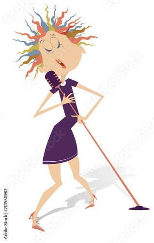 singer with colorful hair singing into microphone clip art preview