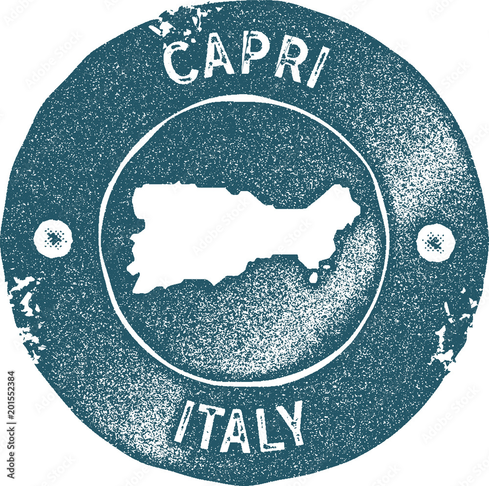 Capri map vintage stamp. Retro style handmade label, badge or element ...