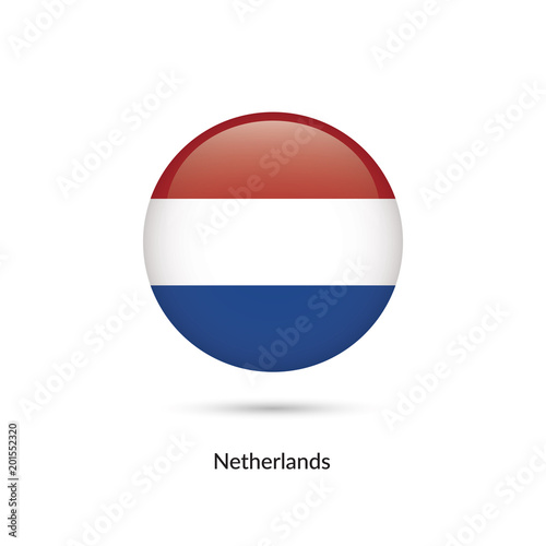 Free Download Netherlands flag - round glossy button. Vector Illustration. - GFXLoad