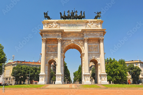 View of the Arch of Peace, Milan, Italy.