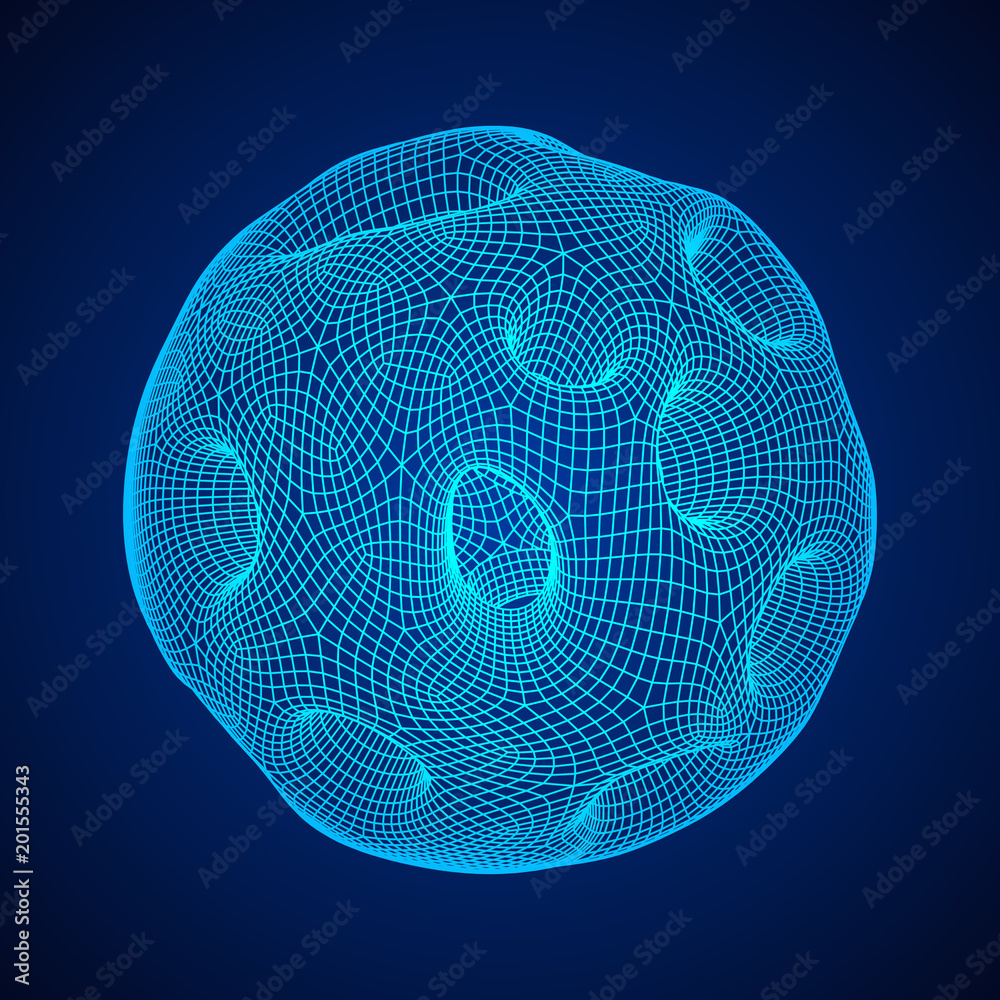 Abstract vector wireframe sphere globe with holes looks like small planet  or asteroid. Vector low poly mesh illustration Stock Vector | Adobe Stock