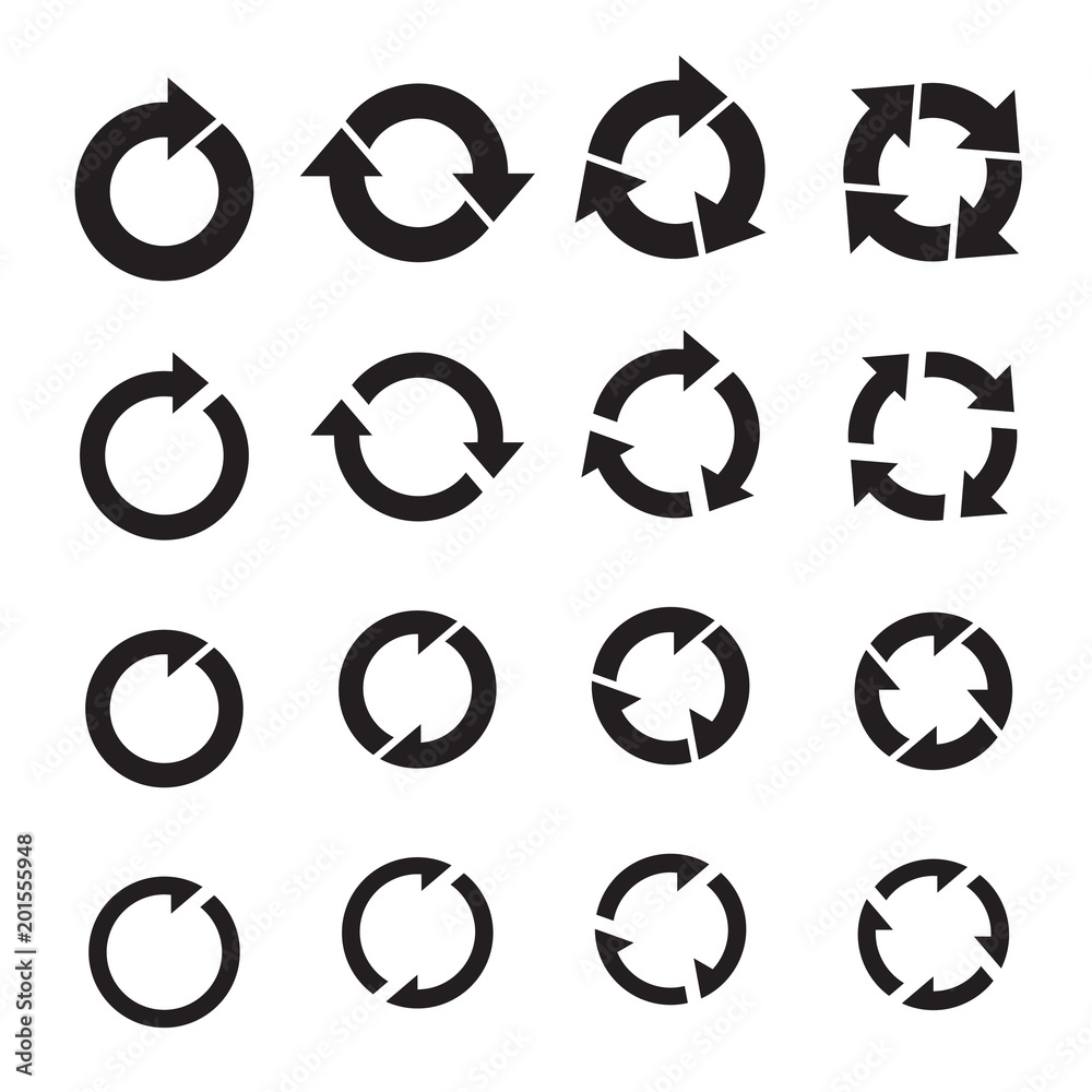 Set of black circle vector arrows. Collection of outline icons Set of black circle vector arrows. Collection of outline icons