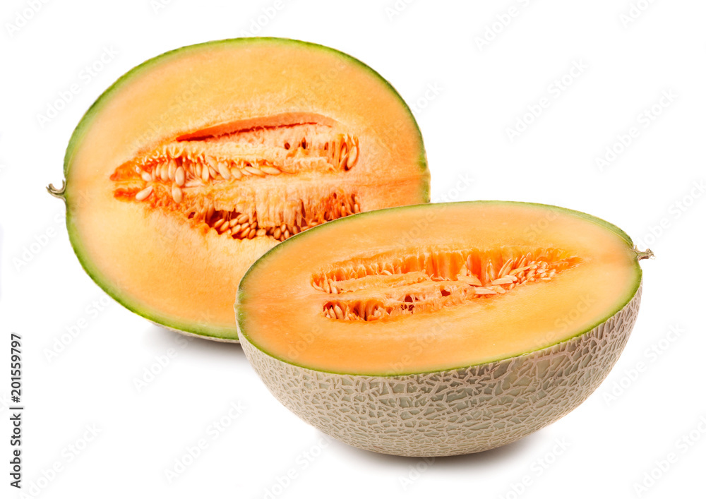 melon's halves isolated on white background melon's halves isolated on white background