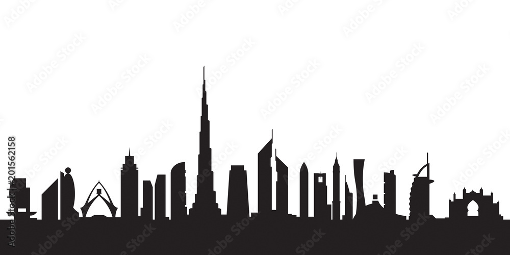 Dubai silhouette by day - vector illustration