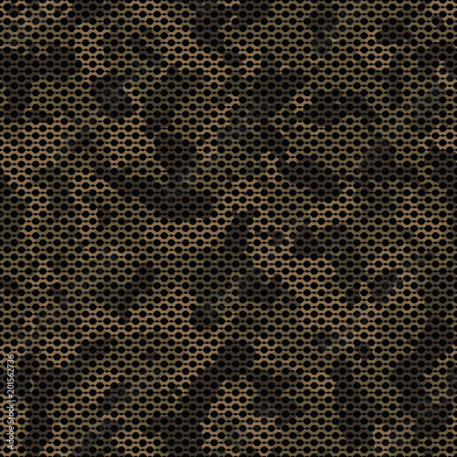 Seamless subtle brown camouflage with canvas mesh military fashion pattern vector