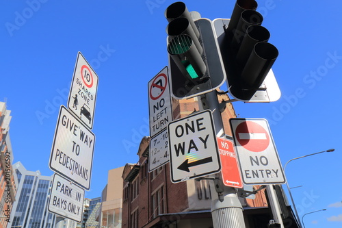 Traffic sign in downtown Sydney Australia