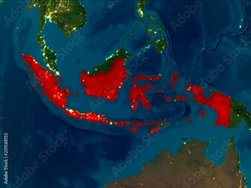 Indonesia in red at night