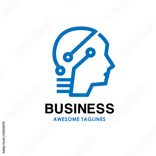 smart human head logo, Digital human vector logo concept , Human head with digital technology logo