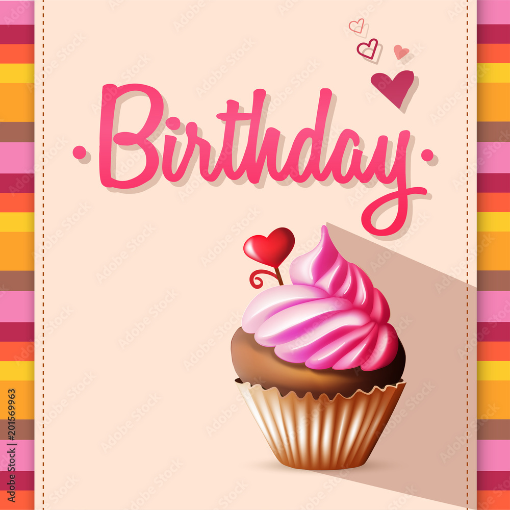 birthday card with cupcake and text birthday card with cupcake and text