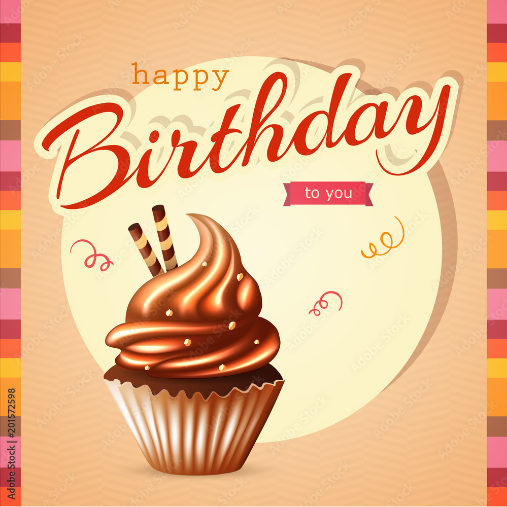 birthday card with cupcake and text birthday card with cupcake and text