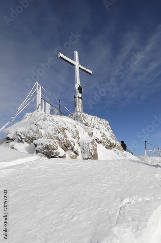 Gipfelkreuz Nebelhorn, 2224m, Oberstdorf, Oberallgäu, Bayern, Deutschland, Europa