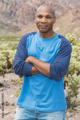 Fototapeta Naklejka Na Ścianę i Meble -  Handsome, mature African American man in the desert