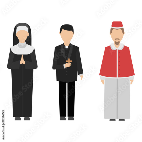 Religion people characters vector group of different nationalities human wearing traditional clothes