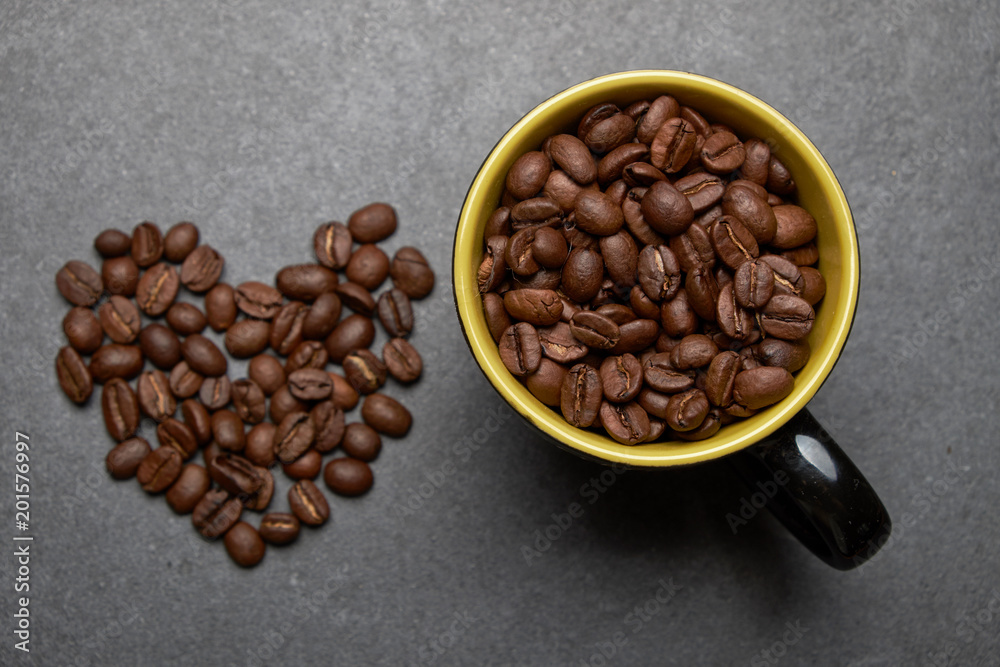 Fototapeta premium coffee bean fragrant brown roast Cup of morning Breakfast crisp