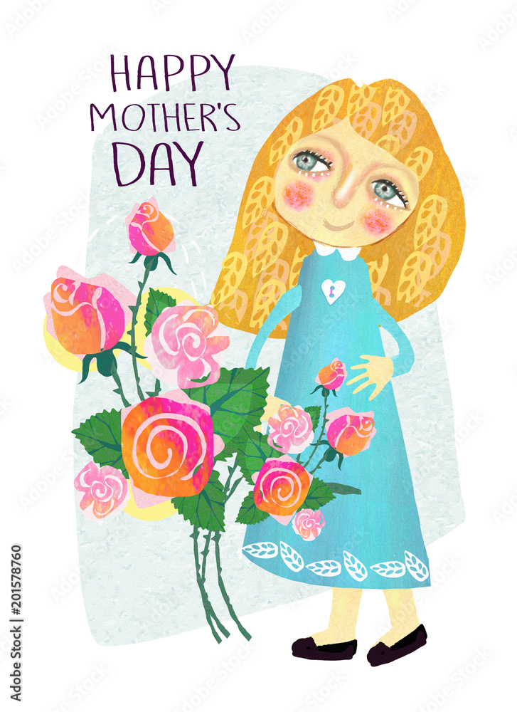 Cute greeting card for Happy Mother's Day. Cute greeting card for Happy Mother's Day.