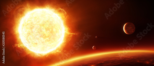 Große Sonne mit Planeten photo