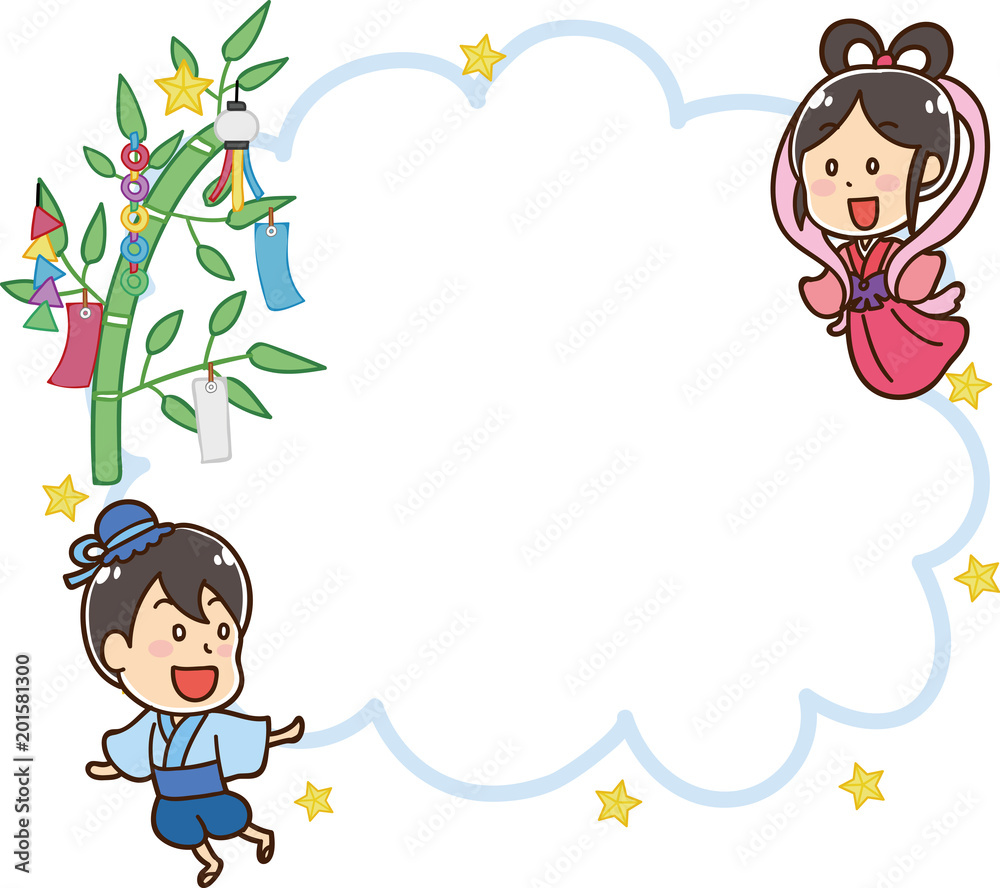 七夕のメッセージイラスト素材 織姫と彦星 Stock Vector Adobe Stock