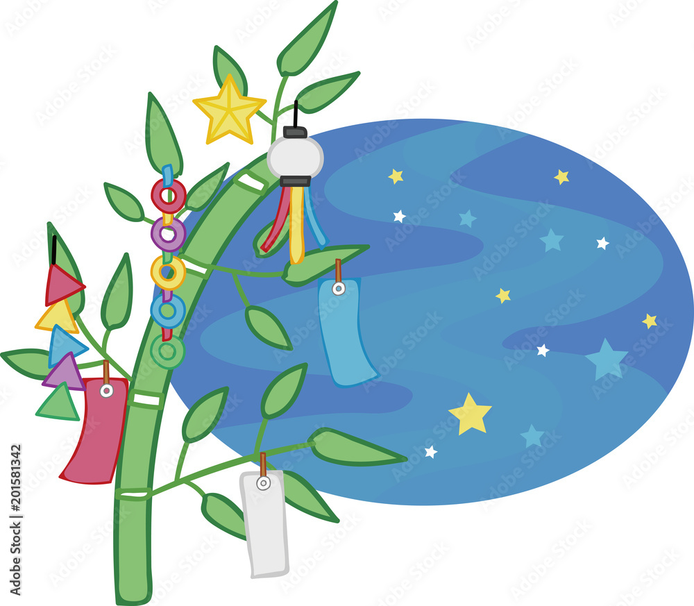 七夕飾りと天の川のイラスト素材 Stock Vector Adobe Stock