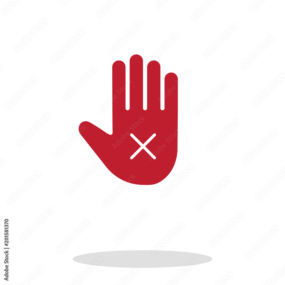 Hand icon, stop symbol, vector illustration flat design Hand icon, stop symbol, vector illustration flat design
