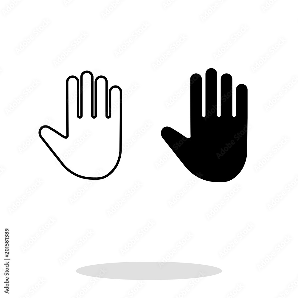Hand icon, stop symbol, vector illustration flat design Hand icon, stop symbol, vector illustration flat design