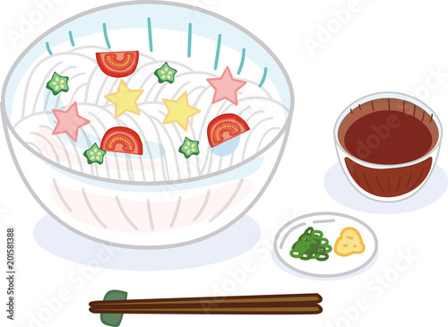 七夕そうめんのイラスト素材 Stock Vector Adobe Stock