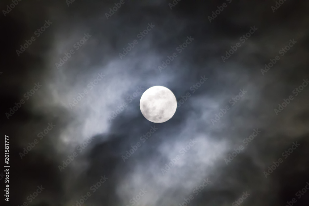 Night cloudy sky and mooon