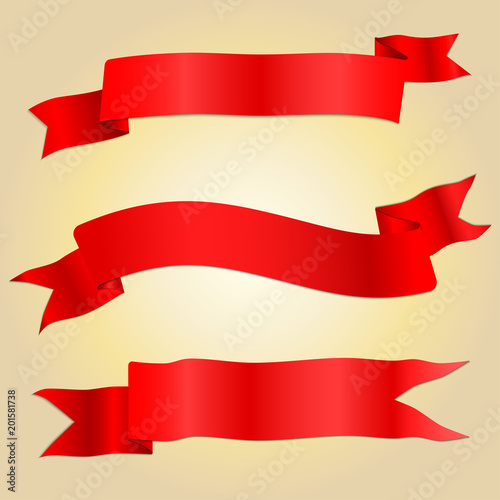 Asymmetry red ribbon banner