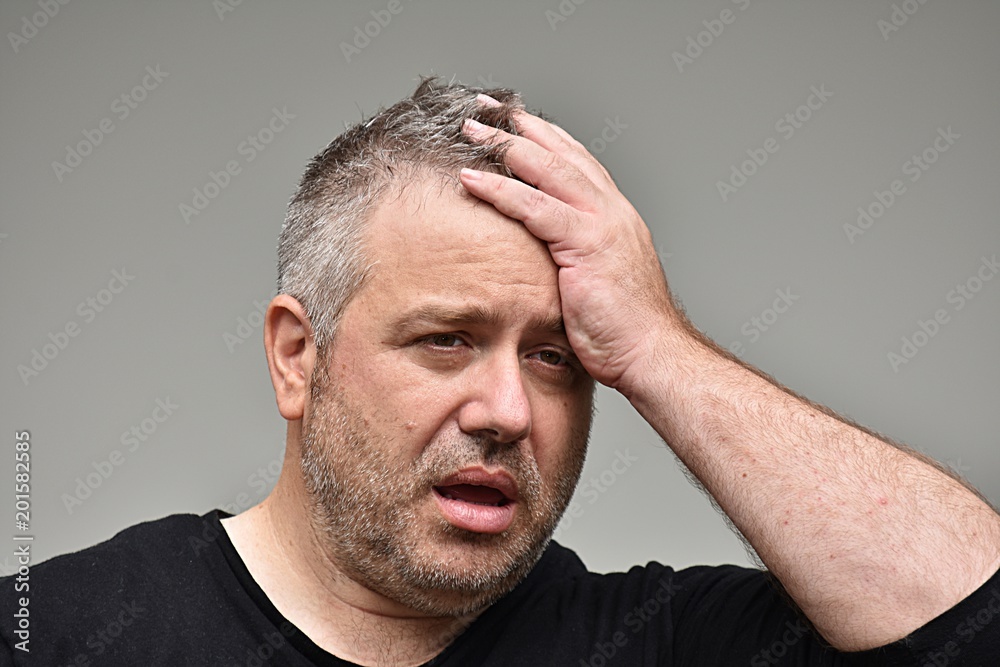 Obraz premium Unshaven Male Memory Problems