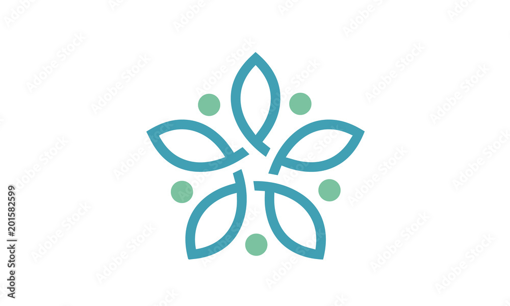 Linked Connected Flower Star Knot Modern logo design inspiration