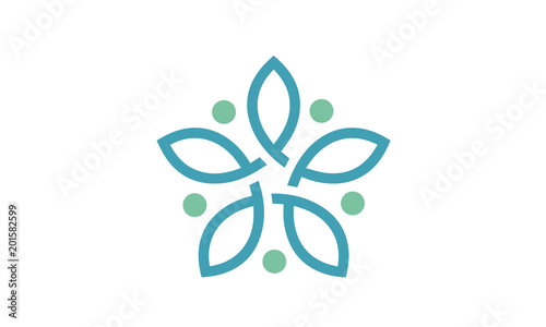 Linked Connected Flower Star Knot Modern logo design inspiration