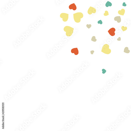Festive Background with Colorful hearts. Delicate Pattern for Postcard, Print, Banner or Poster. Pretty hearts For Party Decoration, Wedding, Birthday or Anniversary Invitation. Vector