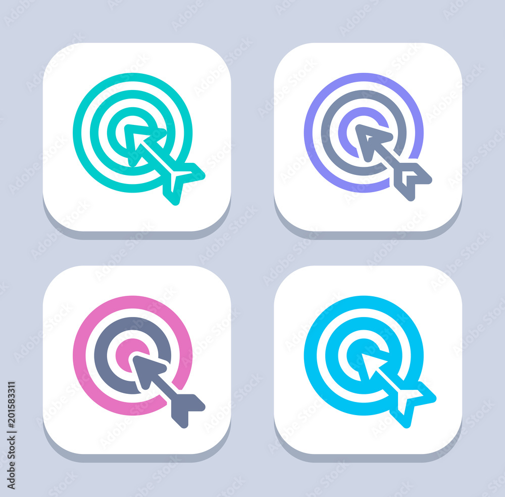 Target & Arrow - Neon & LED Icons. A set of 4 professional, pixel-perfect icons Target & Arrow - Neon & LED Icons. A set of 4 professional, pixel-perfect icons