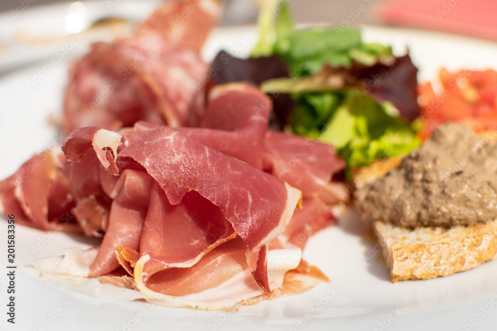 lorence, Tuscany/Italy - April 21, 2018. traditional Italian appetizers lorence, Tuscany/Italy - April 21, 2018. traditional Italian appetizers