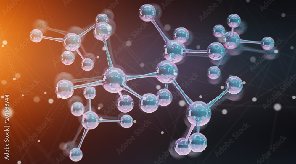 Modern digital molecule structure 3D rendering Modern digital molecule structure 3D rendering