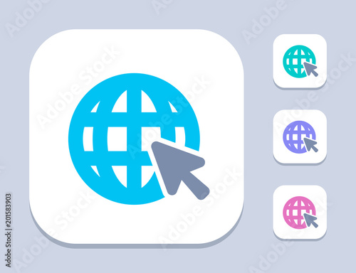 Grid Globe & Cursor - LED Duo Icons. A professional, pixel-perfect icon