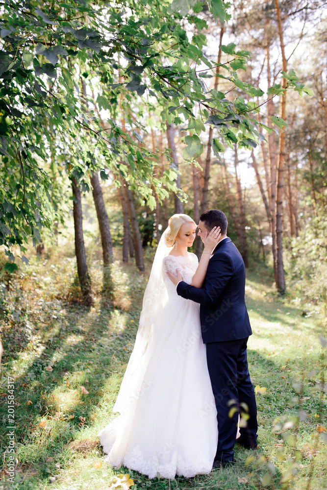 Happy bride and groom on their wedding day