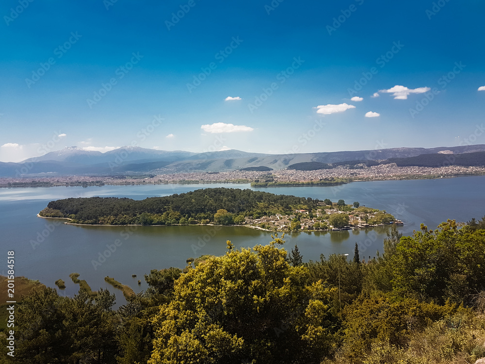 Ioannina or Giannena city panorama spring time, greece Ioannina or Giannena city panorama spring time, greece