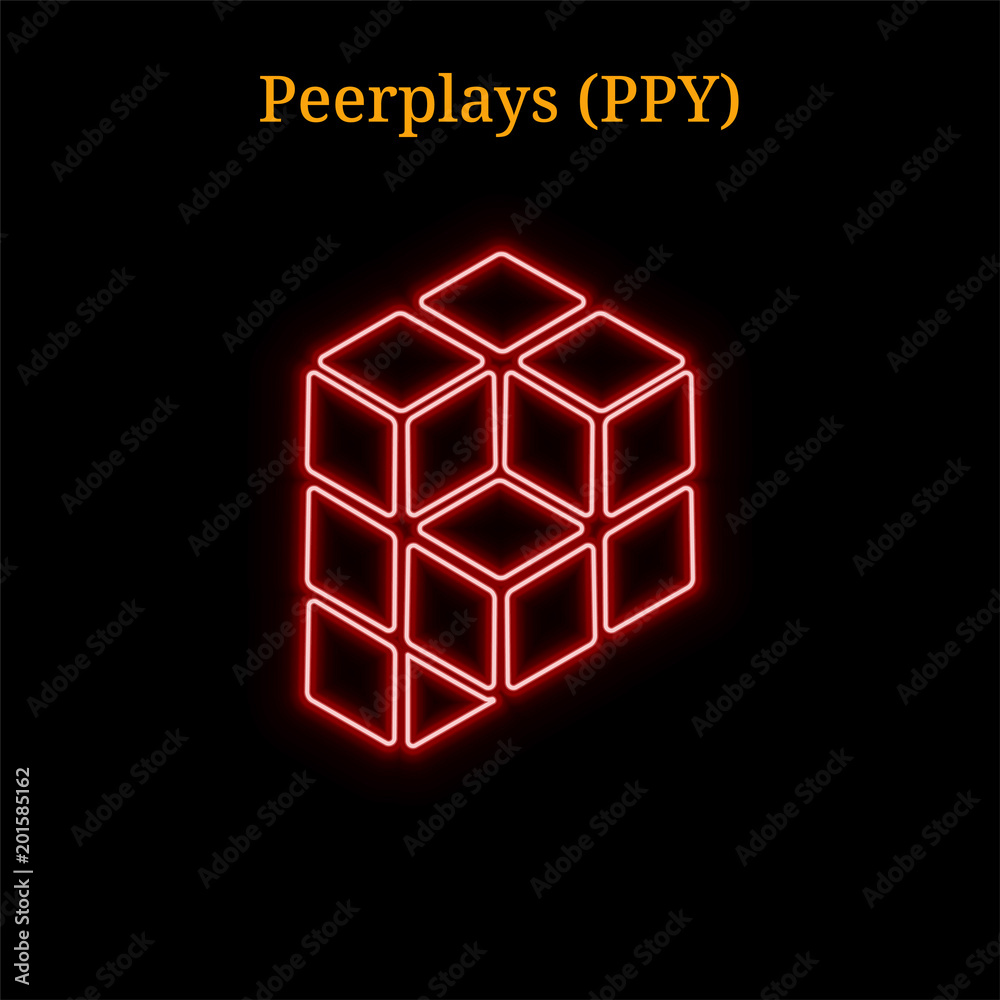 Red neon Peerplays (PPY) cryptocurrency symbol Red neon Peerplays (PPY) cryptocurrency symbol