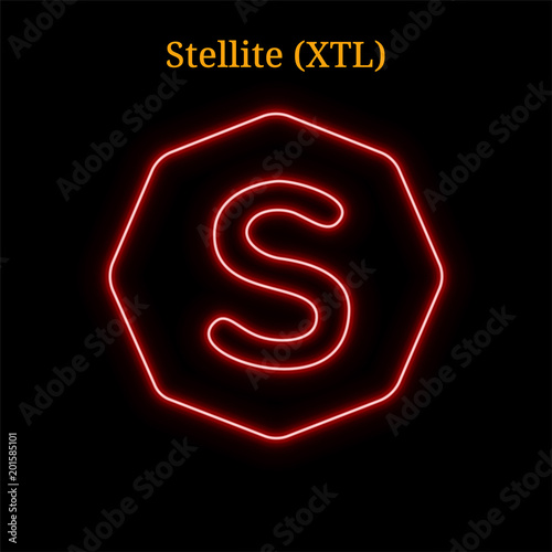 Red neon Stellite (XTL) cryptocurrency symbol photo