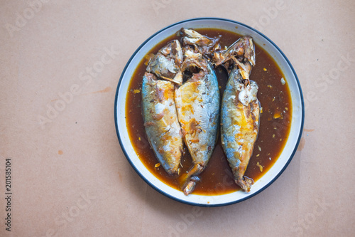 Mackerel boiled in syrup local food of Thailand