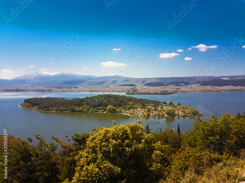 Fototapeta Naklejka Na Ścianę i Meble -  Ioannina or Giannena city panorama spring time, greece