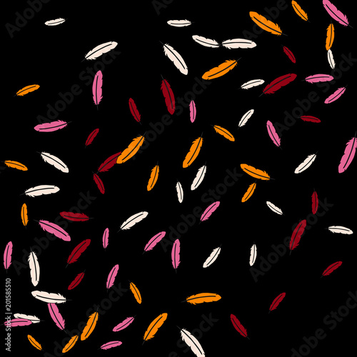 Colorful feathers. Prints of Colored feathers Design for Goods for Pets. Simple Pattern for Print, Logo or Poster. Vector Confetti Background. 
