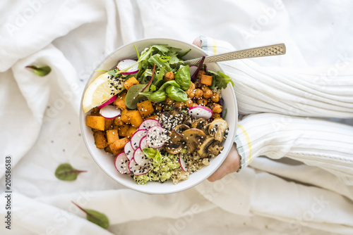 Instagram Vegan Buddha Bowl with Avocado, Mushrooms and Veggies photo