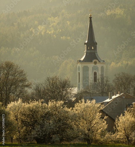 Village at sunset