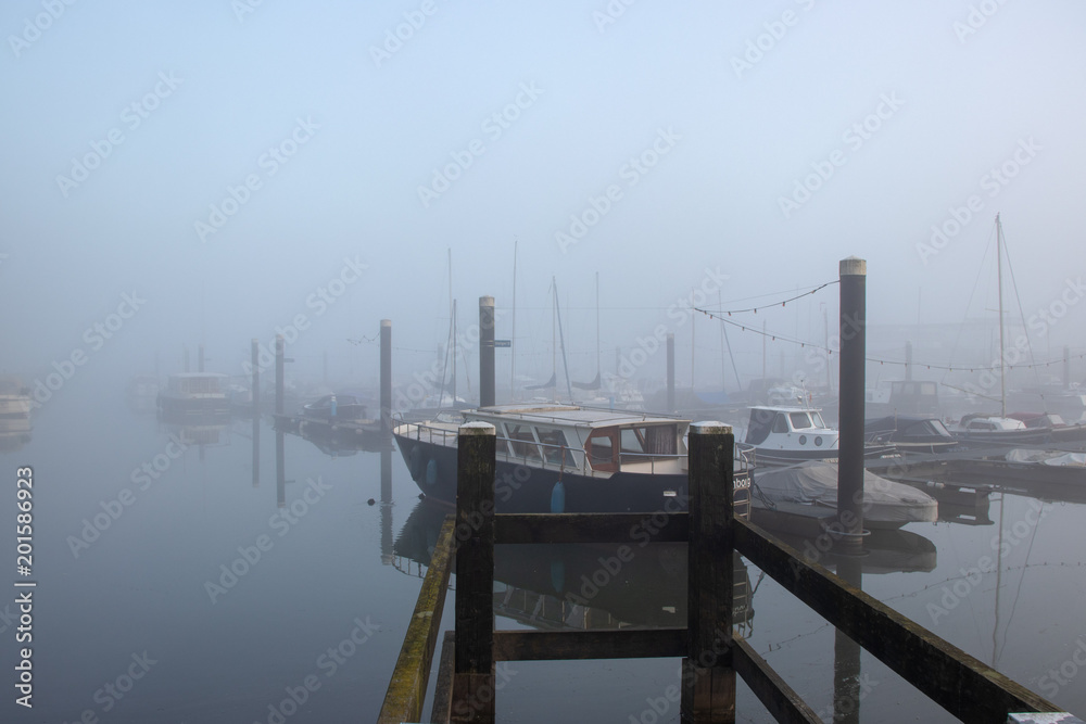 Culemborg, harbor on a foggy morning Culemborg, harbor on a foggy morning