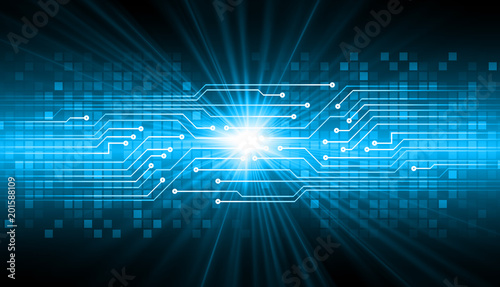 binary circuit board future technology, blue cyber security concept background, abstract hi speed digital internet. pixel vector
