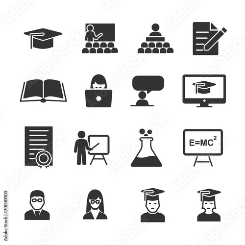 Vector image set of education icons.