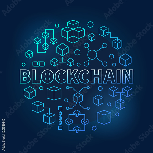 Blockchain technology blue modern round vector illustration